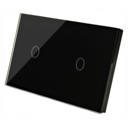 WŁĄCZNIK ŚWIATŁA DOTYKOWY SZKLANY PANEL CZARNY 1+1