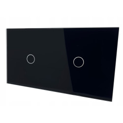 OUTLET WŁĄCZNIK ŚWIATŁA DOTYKOWY SZKLANY PANEL CZARNY 1+1