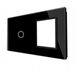 WŁĄCZNIK ŚWIATŁA GNIAZDO GNIAZDKO PANEL CZARNY 1+1
