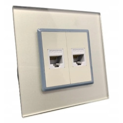 GNIAZDO GNIAZDKO LAN RJ45 podwójne SZKLANE SZARE