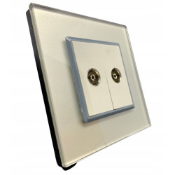 GNIAZDO GNIAZDKO TV podwójne SZKLANE SZARE