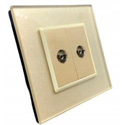 GNIAZDO GNIAZDKO TV podwójne SZKLANE ZŁOTE