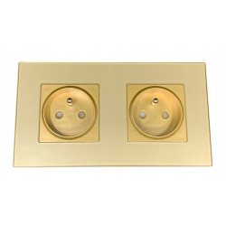 OUTLET GNIAZDO SZKLANE SZKŁO ZŁOTE PODWÓJNE