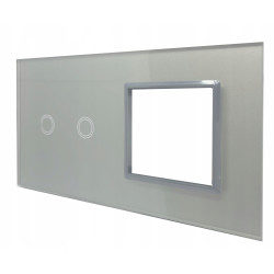 WŁĄCZNIK ŚWIATŁA GNIAZDO GNIAZDKO PANEL SZARY 2+1
