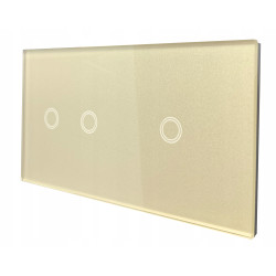 WŁĄCZNIK ŚWIATŁA DOTYKOWY SZKLANY PANEL ZŁOTY 1+2