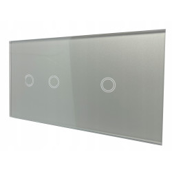 WŁĄCZNIK ŚWIATŁA DOTYKOWY SZKLANY PANEL SZARY 1+2