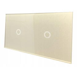 WŁĄCZNIK ŚWIATŁA DOTYKOWY SZKLANY PANEL ZŁOTY 1+1