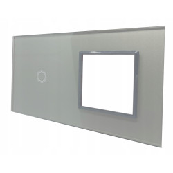 WŁĄCZNIK ŚWIATŁA GNIAZDO GNIAZDKO PANEL SZARY 1+1