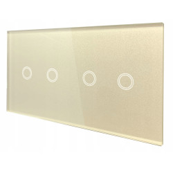 WŁĄCZNIK ŚWIATŁA DOTYKOWY SZKLANY PANEL ZŁOTY 2+2