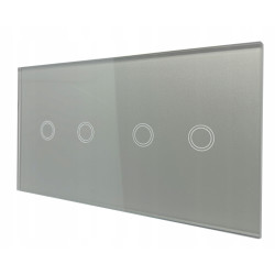 WŁĄCZNIK ŚWIATŁA DOTYKOWY SZKLANY PANEL SZARY 2+2