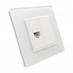 GNIAZDO LAN RJ45 pojedyncze SZKLANE BIAŁE