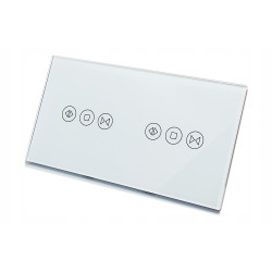 PANEL SZKLANY DOTYKOWY 2 x WŁĄCZNIK ROLET BIAŁY