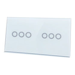 PANEL SZKLANY DOTYKOWY WŁĄCZNIK 3+3 BIAŁY