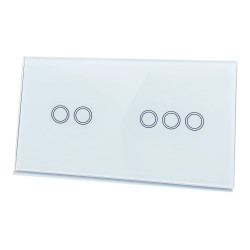 PANEL SZKLANY DOTYKOWY WŁĄCZNIK 3+2 BIAŁY