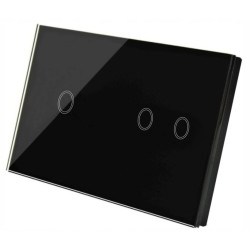 WŁĄCZNIK ŚWIATŁA DOTYKOWY SZKLANY PANEL CZARNY 1+2
