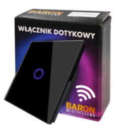 Włącznik dotykowy WIFI czarny pojedynczy szklany
