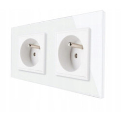 GNIAZDO GNIAZDKO SZKLANE SZKŁO BIAŁE PODWÓJNE