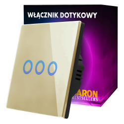 WŁĄCZNIK DOTYKOWY ŚWIATŁA POTRÓJNY, LED, SZKŁO
