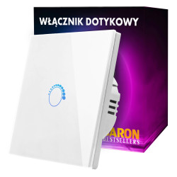 WŁĄCZNIK Dotykowy ŚCIEMNIACZ światła SZKLANY LED Biały