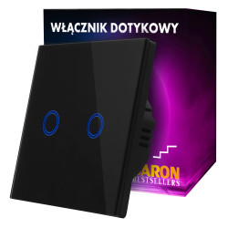 WŁĄCZNIK PODWÓJNY DOTYKOWY SCHODOWY CZARNY SZKŁO