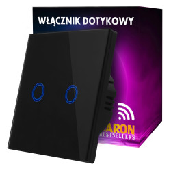 Włącznik dotykowy światła WIFI podwójny CZARNY