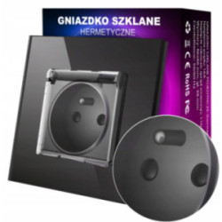 GNIAZDKO SZKLANE POJEDYNCZE WODOODPORNE HERMETYCZNE KONTAKT Z KLAPKĄ IP44
