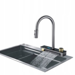 ZESTAW ZLEW ZLEWOZMYWAK STALOWY WODOSPAD + BATERIA KUCHENNA WIELOFUNKCYJNA