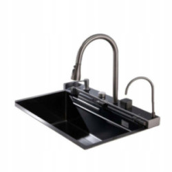 ZESTAW ZLEW ZLEWOZMYWAK STALOWY WODOSPAD + BATERIA KUCHENNA WIELOFUNKCYJNA