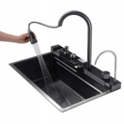ZESTAW ZLEW ZLEWOZMYWAK STALOWY WODOSPAD + BATERIA KUCHENNA WIELOFUNKCYJNA