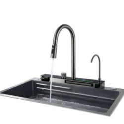 ZESTAW ZLEW ZLEWOZMYWAK STALOWY WODOSPAD + BATERIA KUCHENNA WIELOFUNKCYJNA