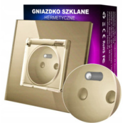 GNIAZDKO SZKLANE POJEDYNCZE WODOODPORNE HERMETYCZNE KONTAKT Z KLAPKĄ IP44