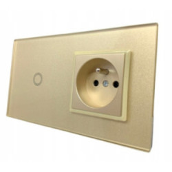 GNIAZDO Z WŁĄCZNIKIEM POJEDYNCZYM PANEL ZŁOTY