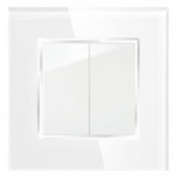 Włącznik schodowy szklany podwójny mechaniczny klasyczny biały BARON