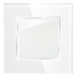 Włącznik schodowy szklany pojedynczy mechaniczny klasyczny biały BARON