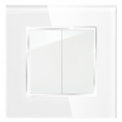 Włącznik światła szklany podwójny mechaniczny klasyczny biały BARON