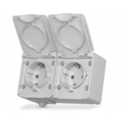 Gniazdo Elektryczne hermetyczne ścienne kontakt podwójny Videx biały