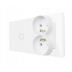 GNIAZDO PODWÓJNE Z WŁĄCZNIKIEM POJEDYNCZYM PANEL BIAŁY