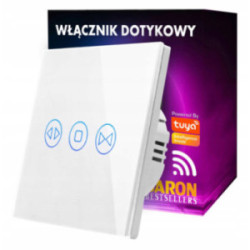 WIFI WŁĄCZNIK Dotykowy Szklany ROLET ŻALUZJI BIAŁY 230V Fi60 TUYA BarON